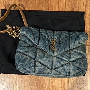 YSL PUFFER TOY BAG IN DENIM